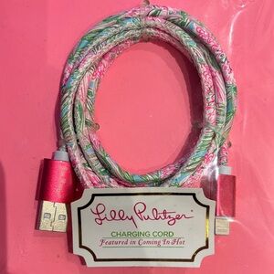 Lilly Pulitzer Pink and Green Floral Lightening Charging Cable